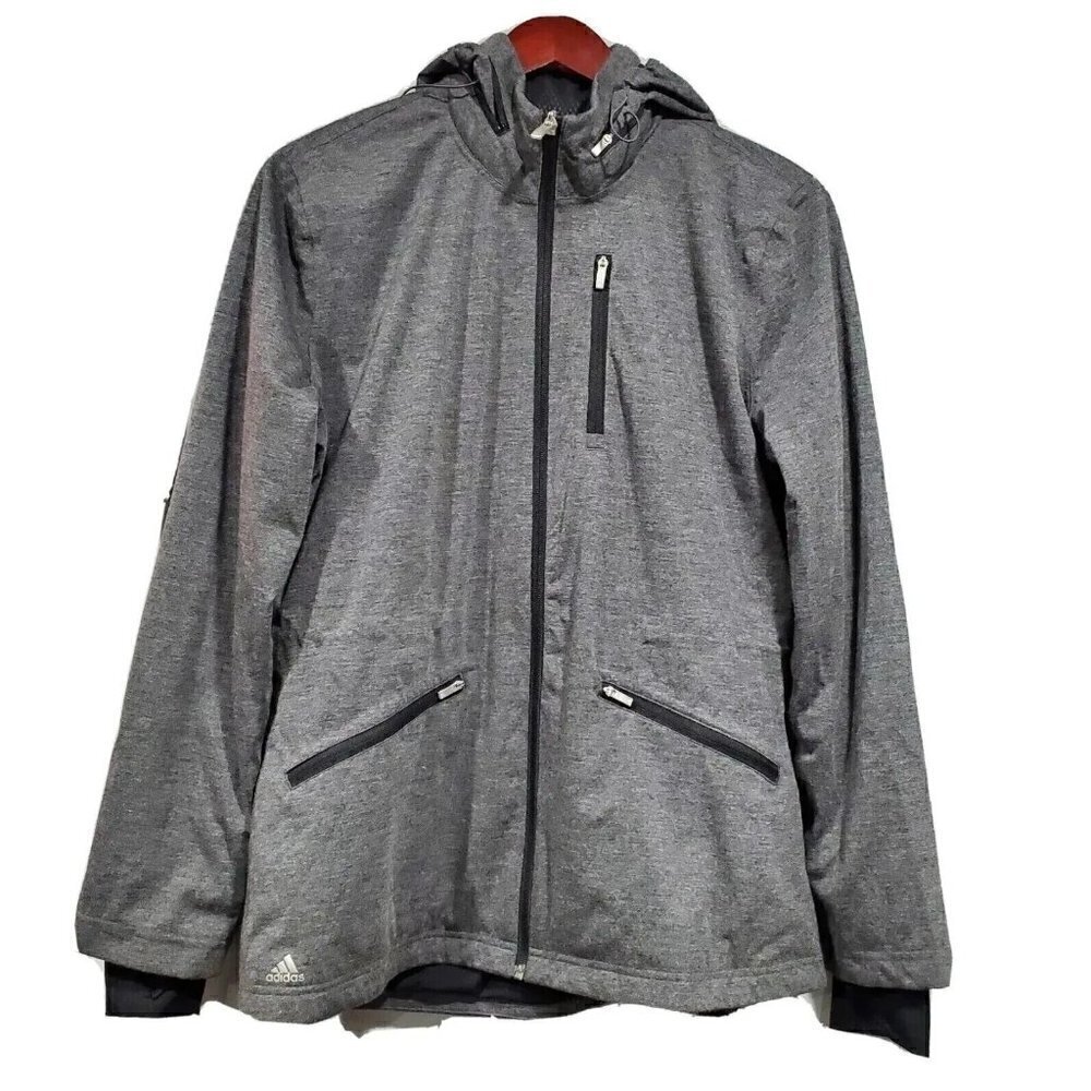 Adidas Women's Climaproof Golf Rain Windbreaker Jacket Gray Sz M Cinch Waist